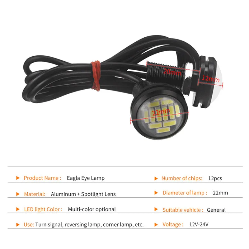 2PCS Eagle Eye LED 4014 12SMD 23MM DRL Daytime Running