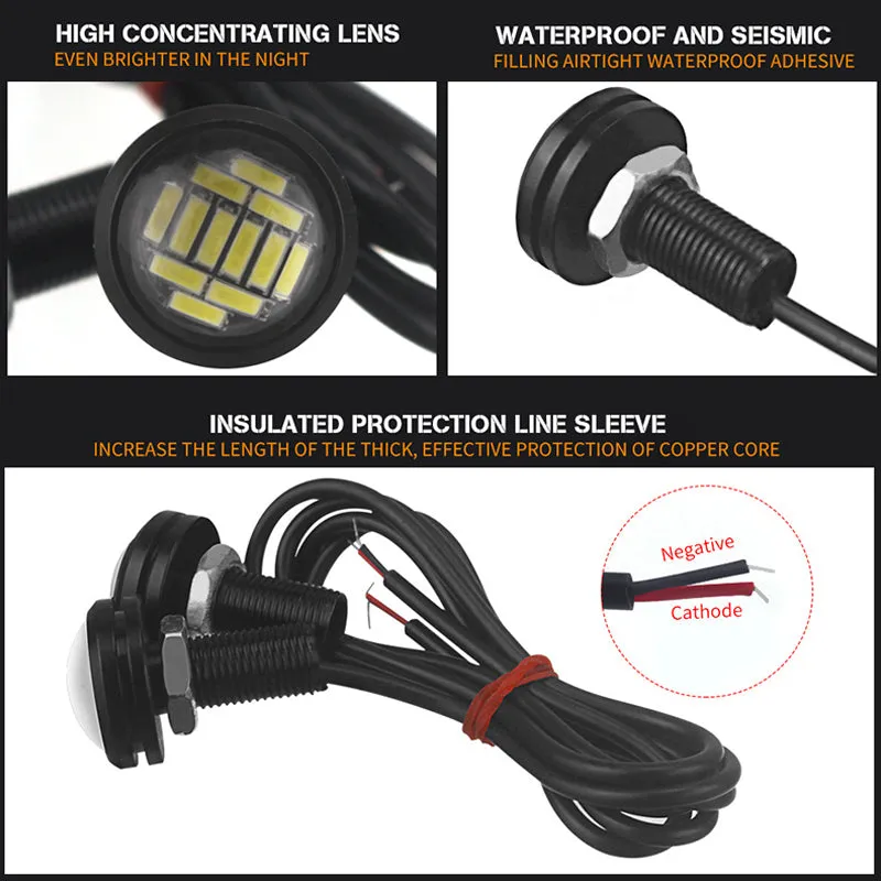 2PCS Eagle Eye LED 4014 12SMD 23MM DRL Daytime Running