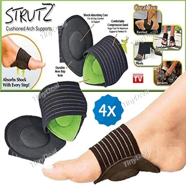 4 Pair Arches Flat Feet Cushion Support Orthopedic Gel Pad Cushioned Compression Arch Support f Flat Achy Feet