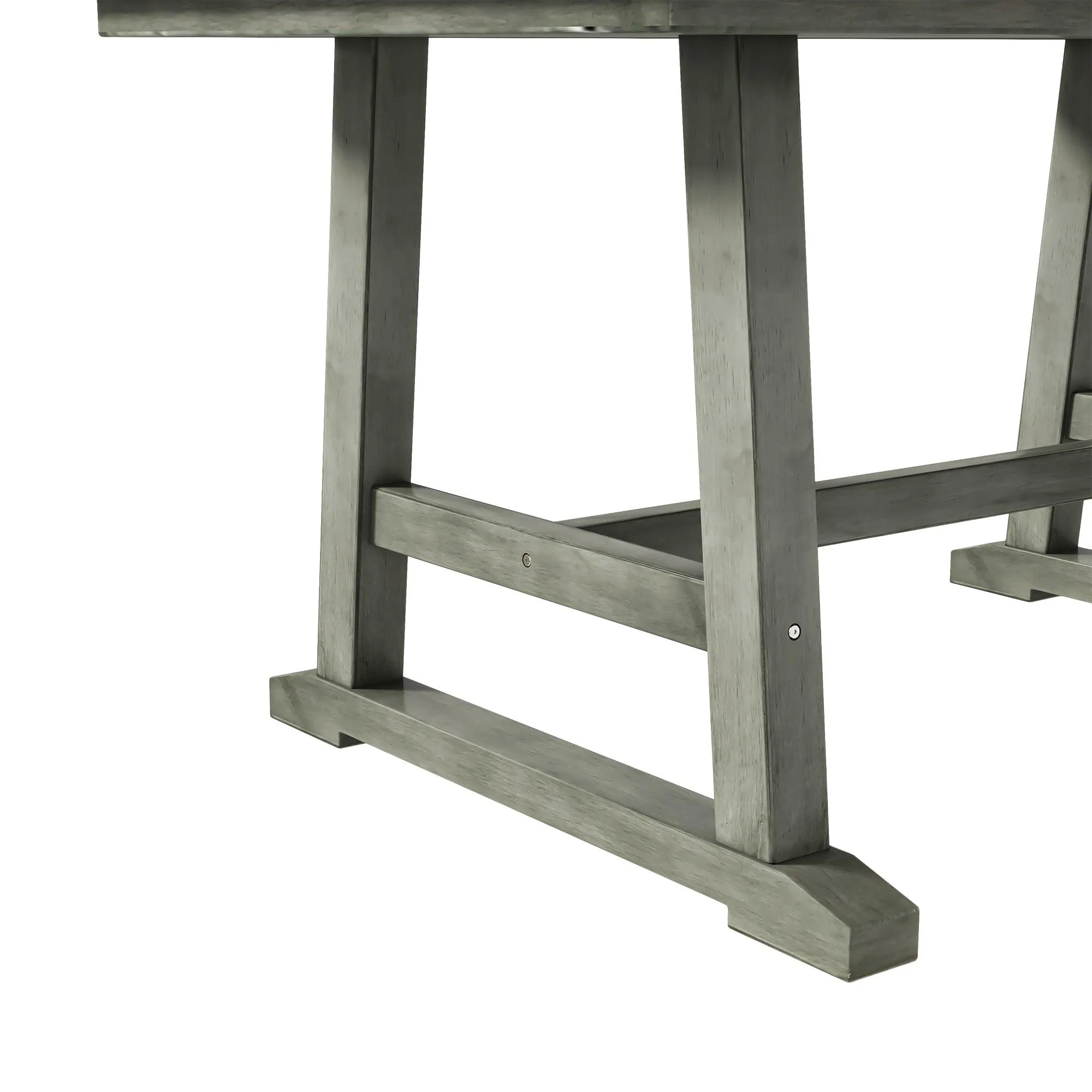 6-Piece Farmhouse Dining Set, Walnut & Gray, Table with Bench & 4 Chairs
