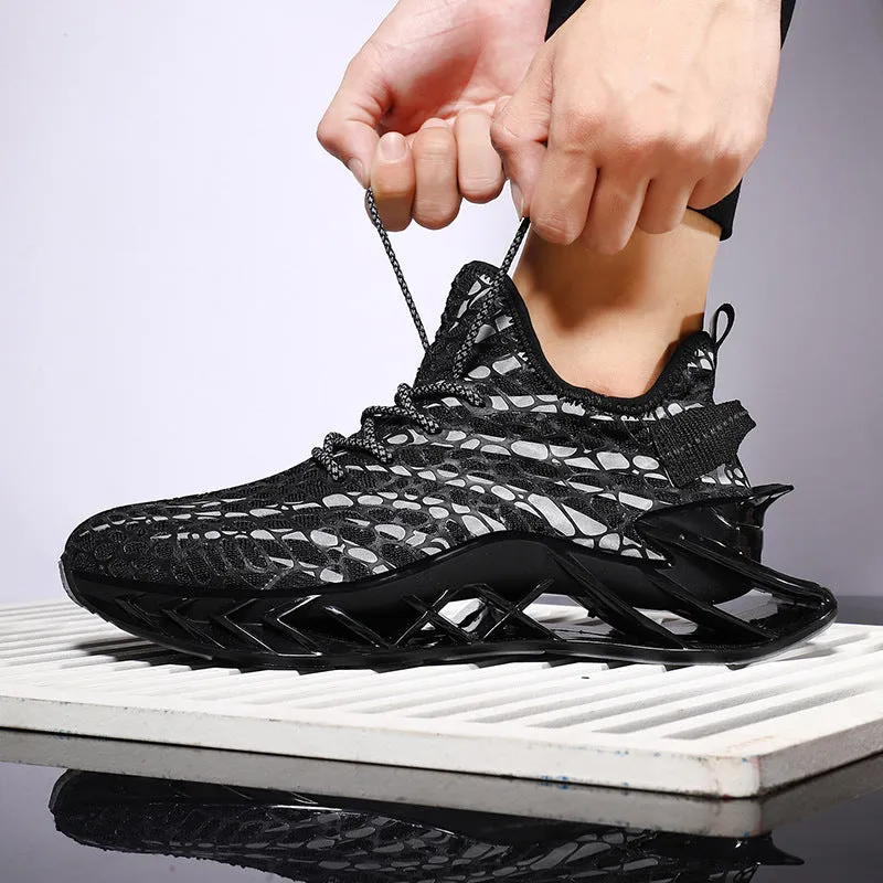 Blade Bottom Men's Trendy Sports Casual Shoes Reflective Lightweight Breathable Running Shoes