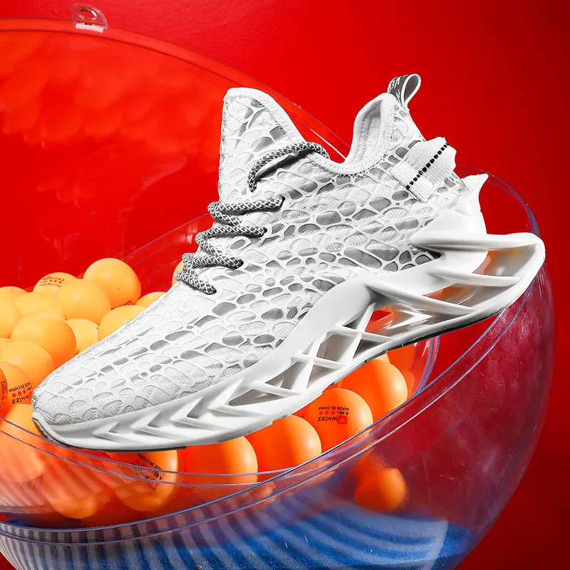 Blade Bottom Men's Trendy Sports Casual Shoes Reflective Lightweight Breathable Running Shoes