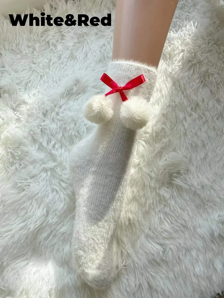 Bow Pompons Lolita Calf/Ankle Socks