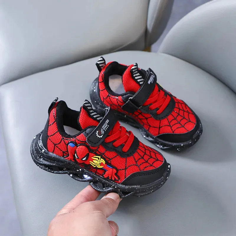 Breathable running shoes Spiderman with LED for children Multivariant