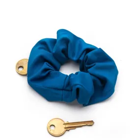 Everyday Blue Pocket  Key Chain Scrunchie No Bow