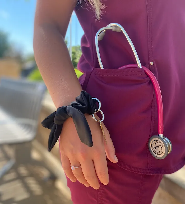Jet Black Pocket Key Chain Scrunchie