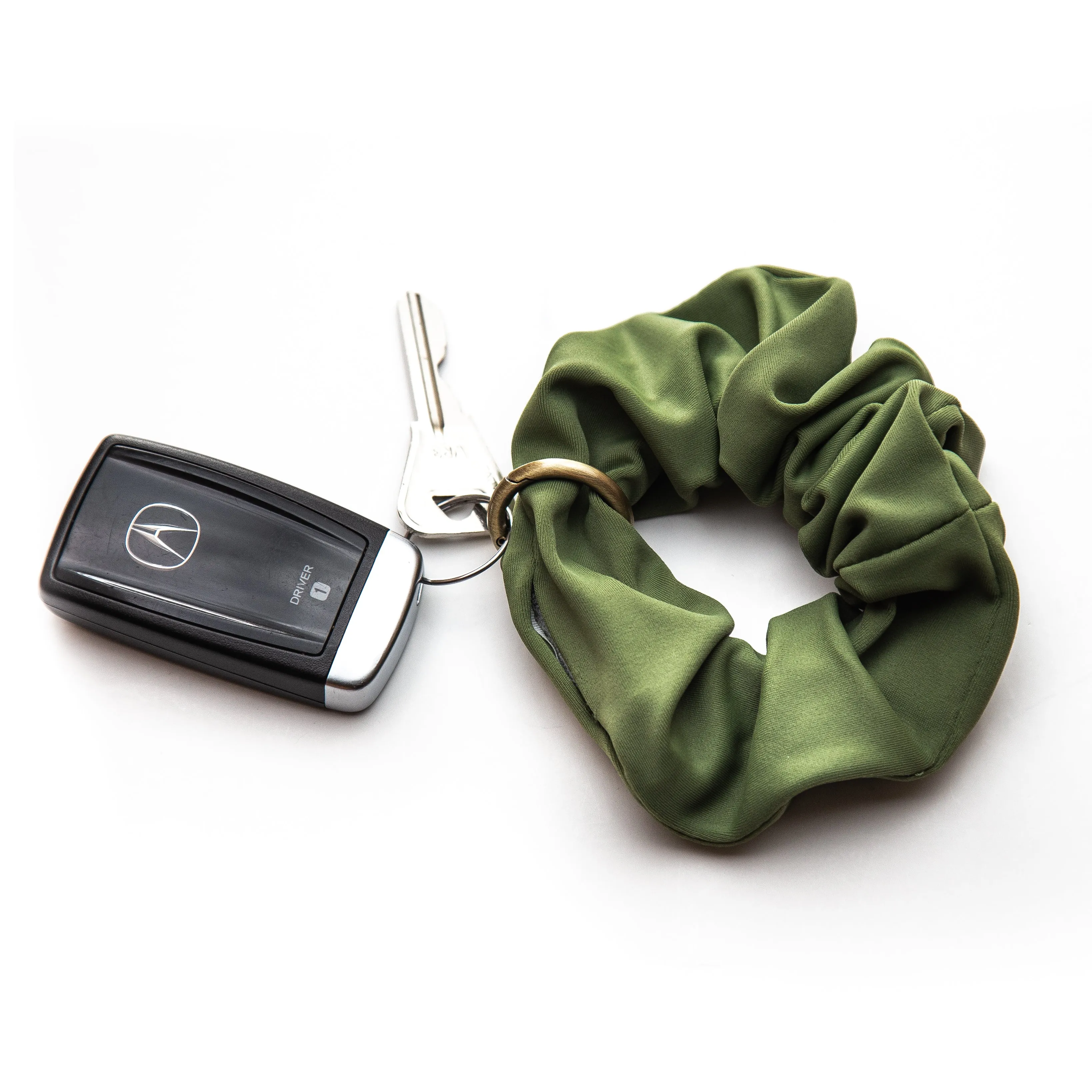Lively Green Pocket Key Chain Scrunchie