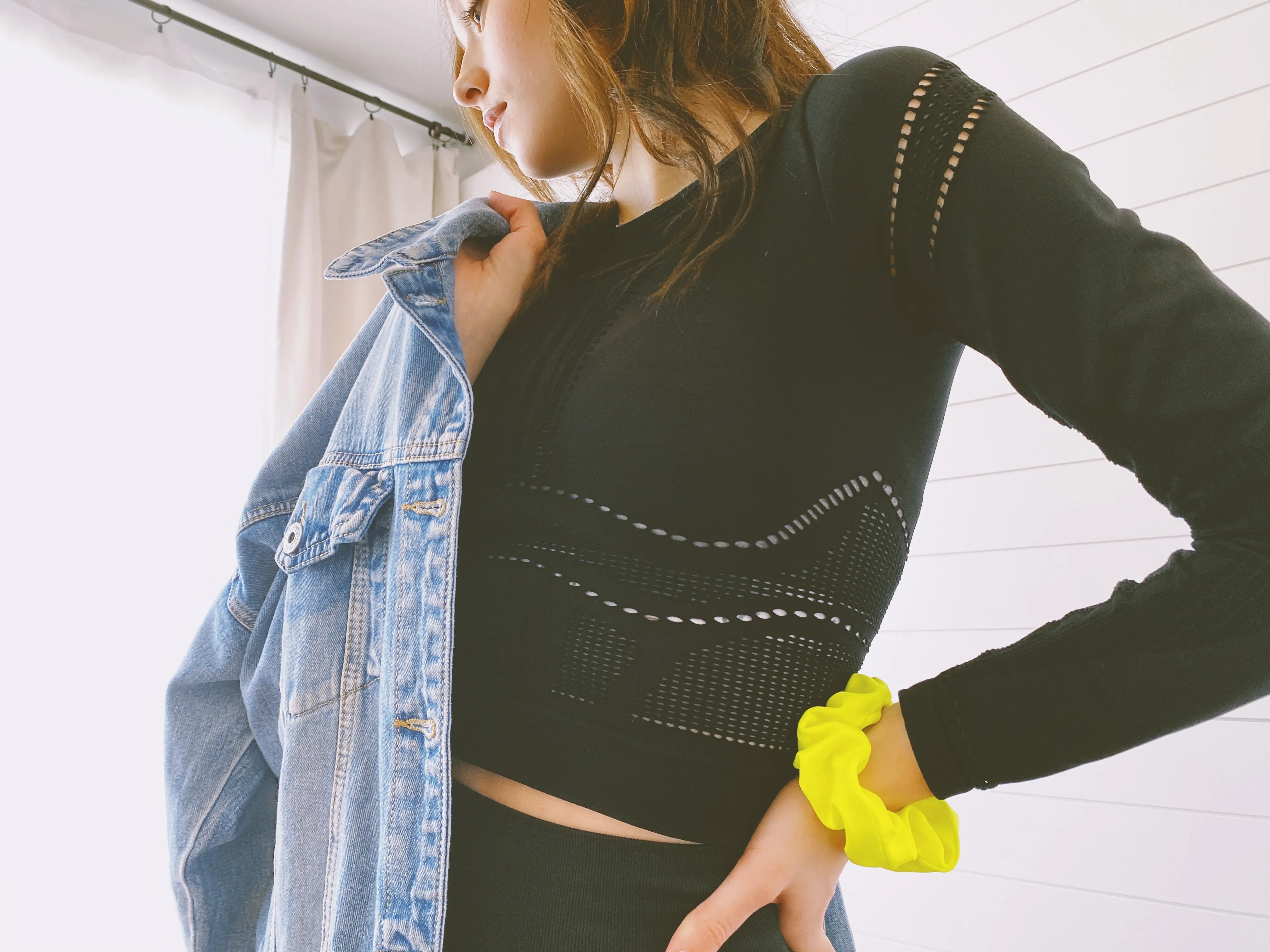 Neon Rave Pocket Key Chain Scrunchie No Bow