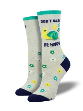 SOCKSMITH WOMENS DON'T HURRY BE HAPPY GRAY HEATHER