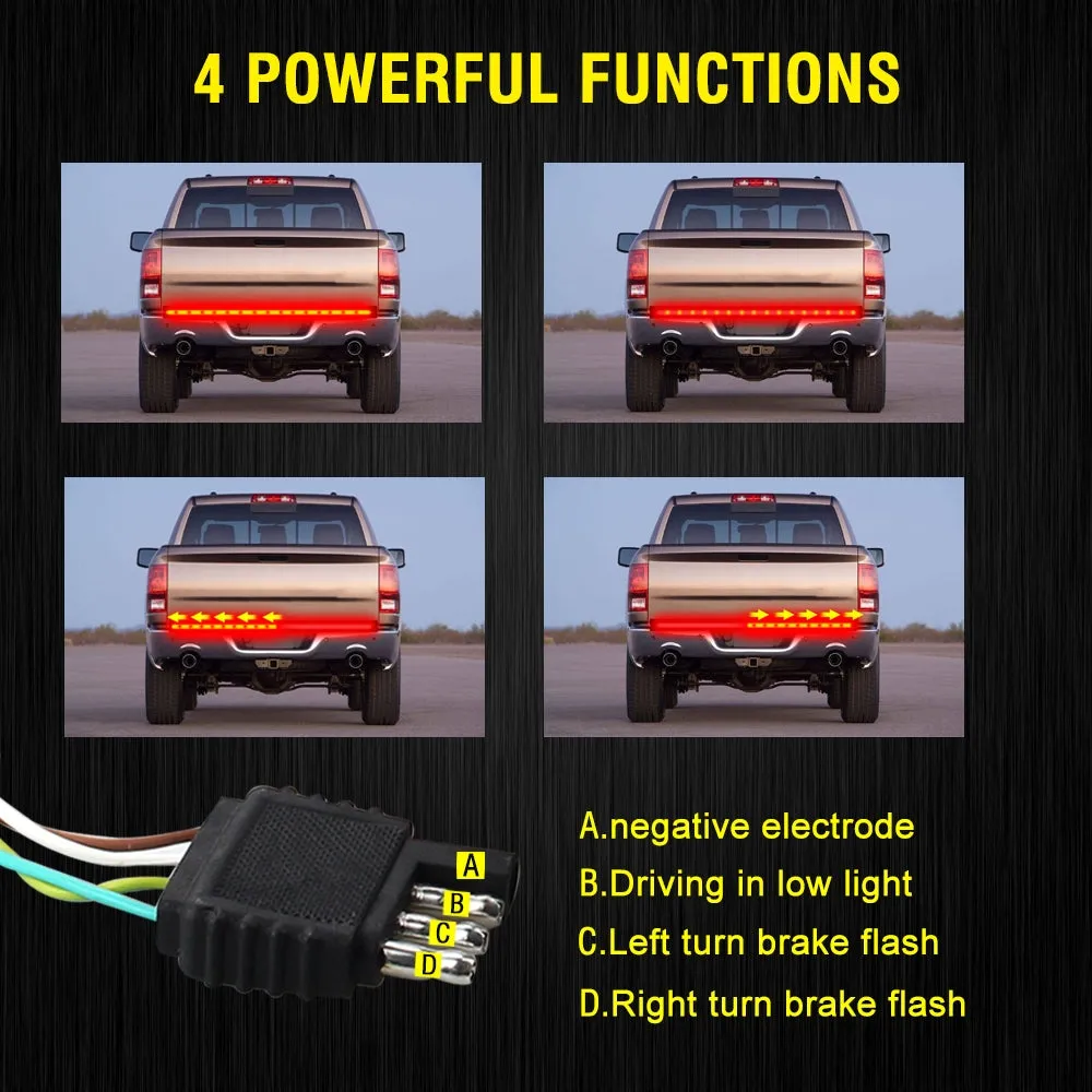 Tailgate Strip Light Waterproof Turn Signal Running Reverse