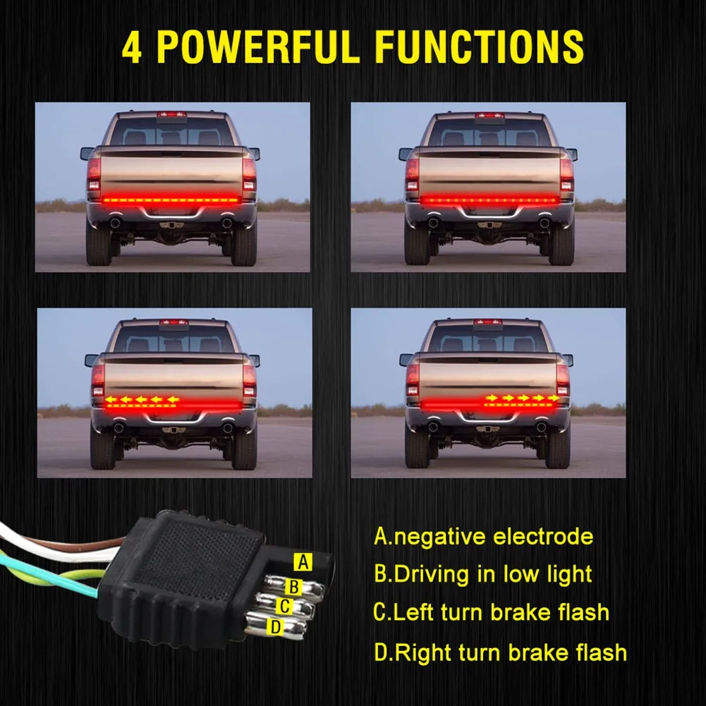 Tailgate Strip Light Waterproof Turn Signal Running Reverse
